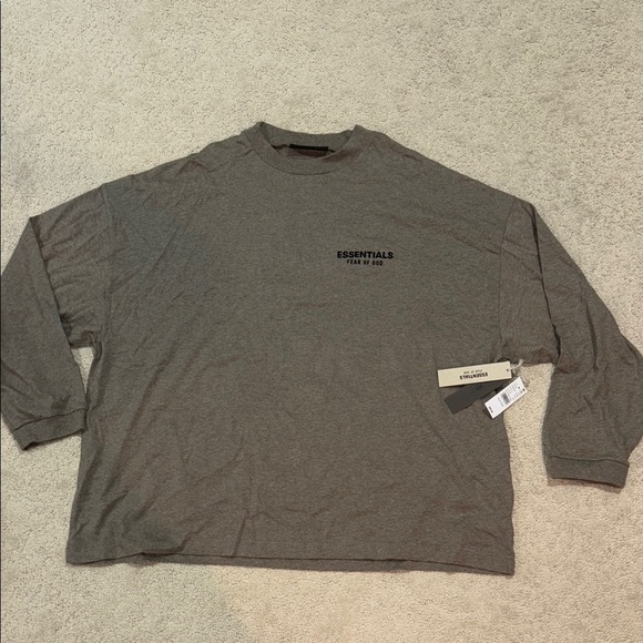 NWT Fear of God Essentials XL Long Sleeve Gray Tee - Picture 1 of 6